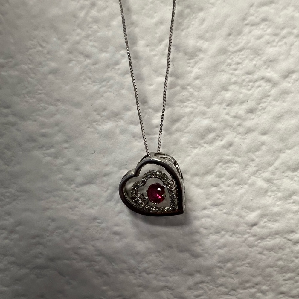 Zales White Gold Heart Necklace